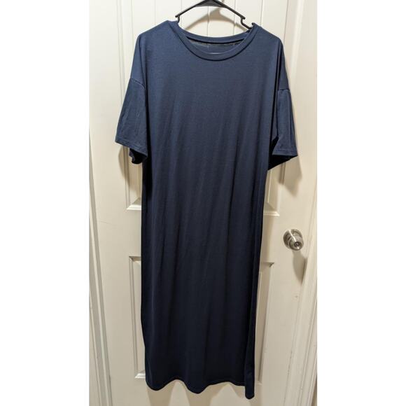 Navy Blue Sequin Glitter Angel Wings Fitted Short Sleeve Maxi Dress Size M - Picture 2 of 10